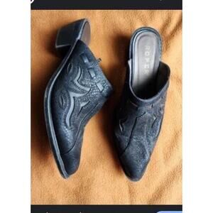 Roper Western Womens mules Size 7 1/2 shoes Black Mules festival cowgirl